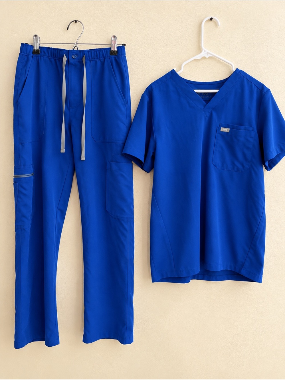 Women’s Blue Scrub Set - Comfortable V-Neck Top & Drawstring Pants